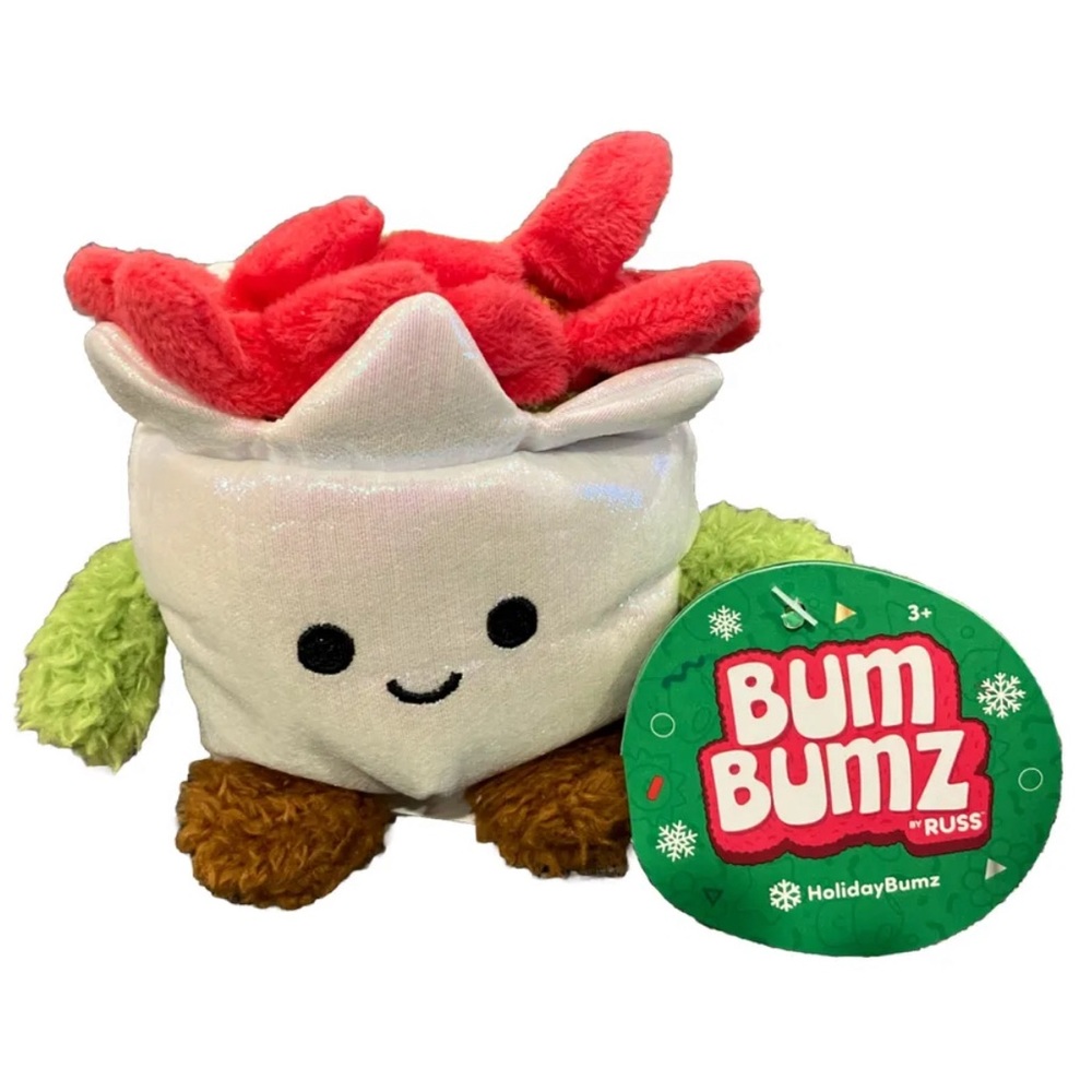 NWT 4.5” Ponti the Poinsettia Holidaybumz — Bum Bumz Christmas Plush